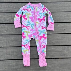 Little Sleepies Pink and Blue Bow Print Footie